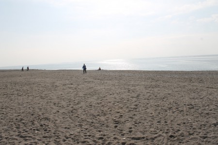 en tidig morgon på stranden